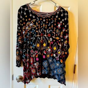 JOHNNY WAS EMBROIDERED TOP